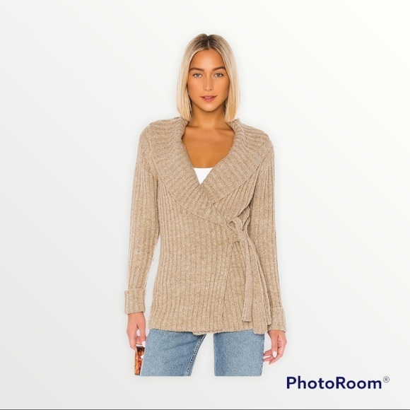 HEARTLOOM x REVOLVE Candace Wrap Chunky Cardigan Sweater, Oat, Size XS - Picture 2 of 11